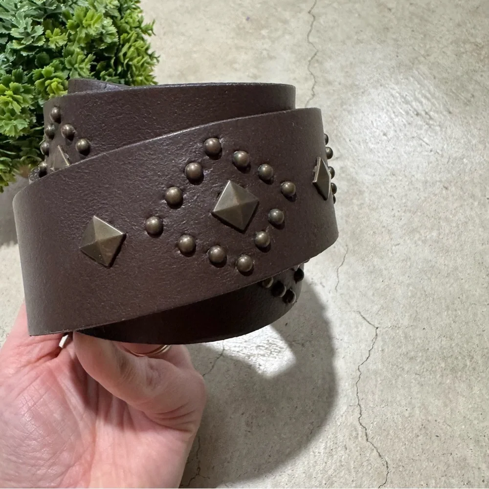 GAP Brown Stufded Leather‎ Belt Women Size L Western Boho Festival Rodeo Cowgirl